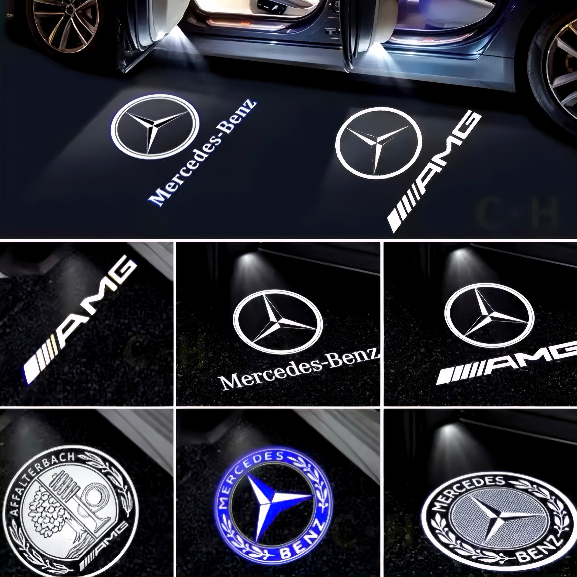 Projecteur LED voiture logo Mercedes