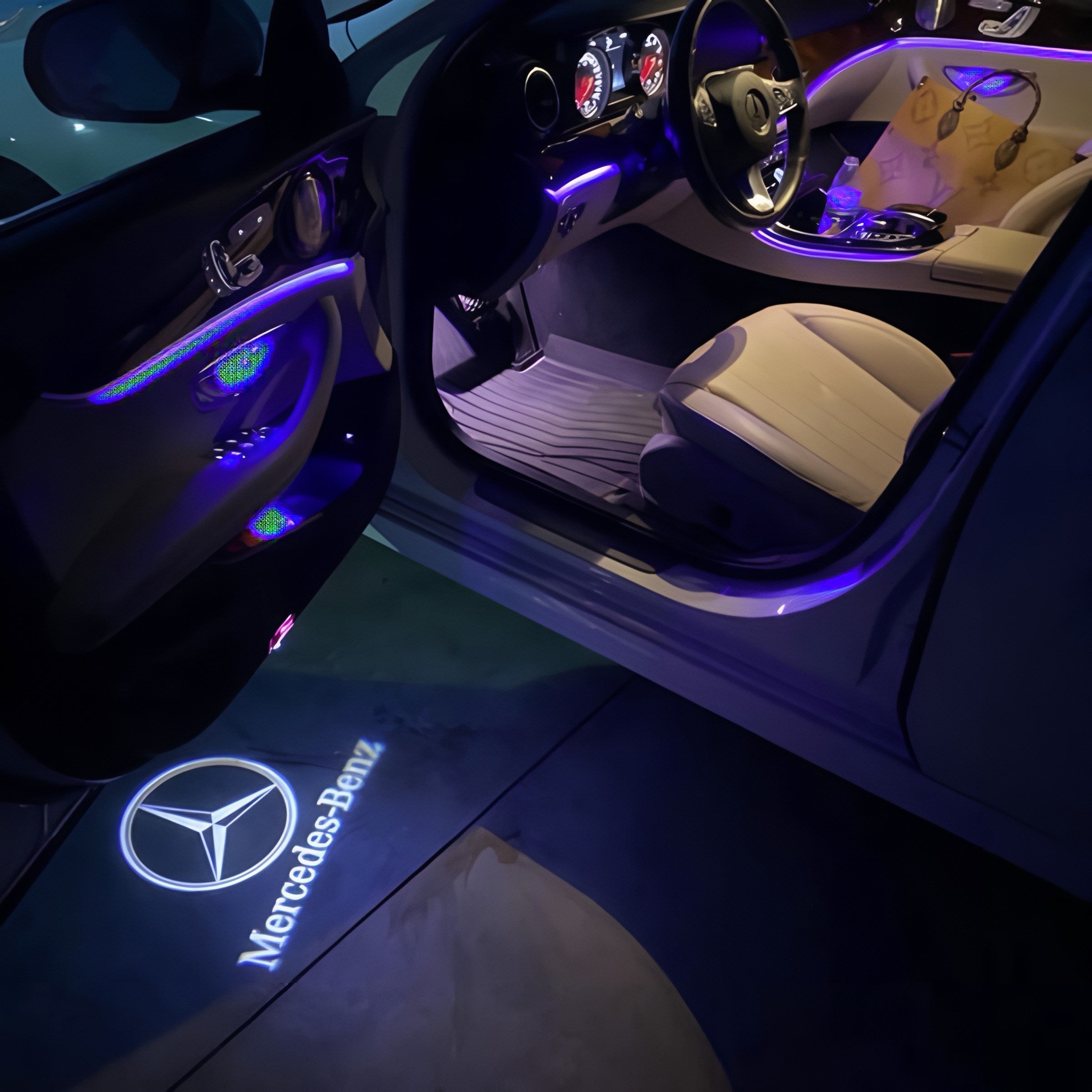 Projecteur LED voiture logo Mercedes